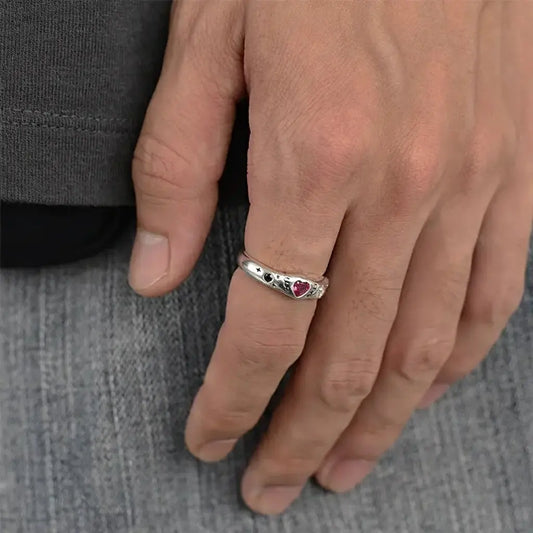 Fashionable ring, zirconium for men and women for beloved, silver 925 sample, light luxury style