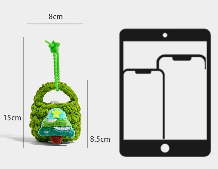 Cute Knitted Christmas Tree Pendant Coin Pouch Headphone Bag Gift Accessory