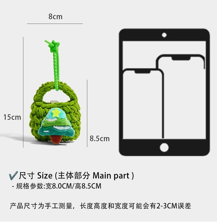 Charming Knitted Christmas Tree Coin Purse Keychain - Festive Headphone Bag Gift