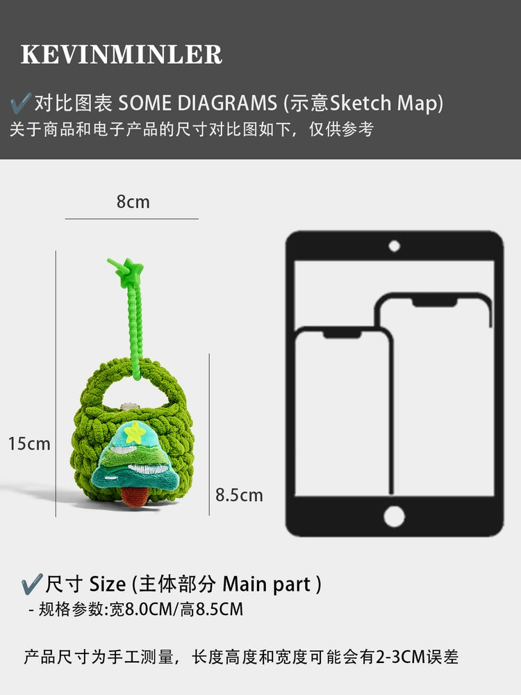 Charming Knitted Christmas Tree Coin Purse Keychain Pendant - Festive Holiday Gift