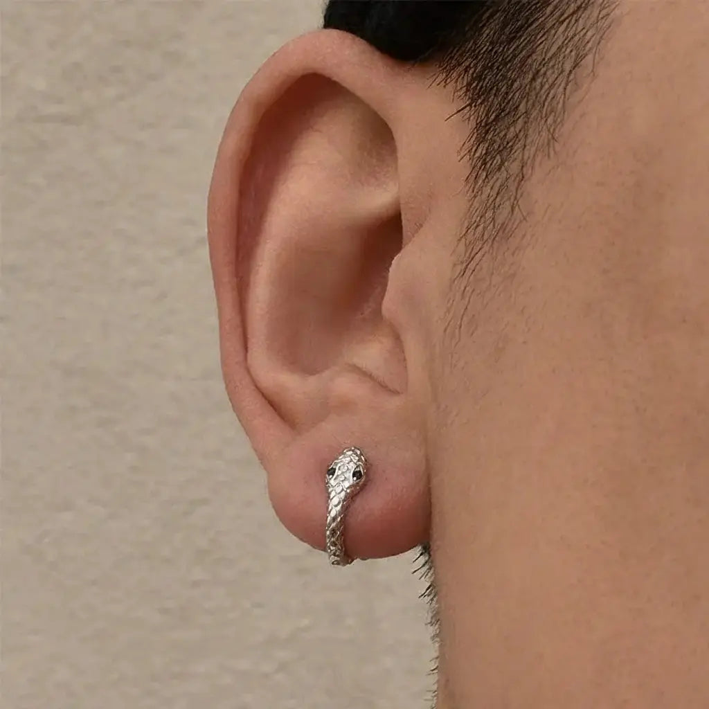 S925 Sterling Silver Snake Huggie Earrings: Trend-Forward European Street Style for All