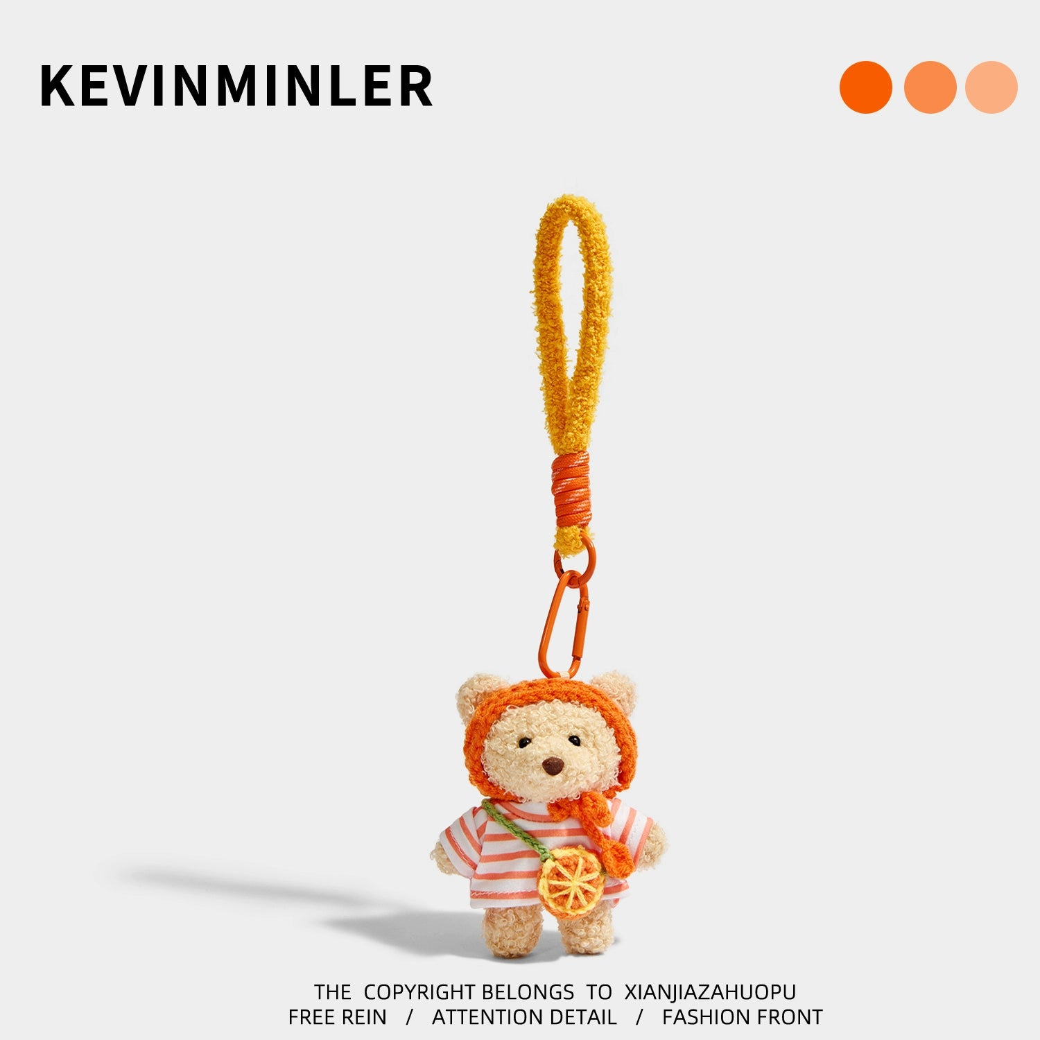 Adorable Plush Orange Bear Keychain Pendant with Lemon Scarf - A Charming Gift