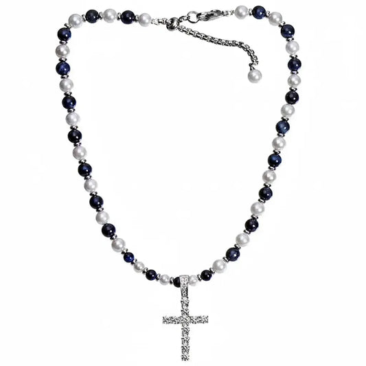 Genuine retro necklace from pearl for men and women hip-hop style, European style