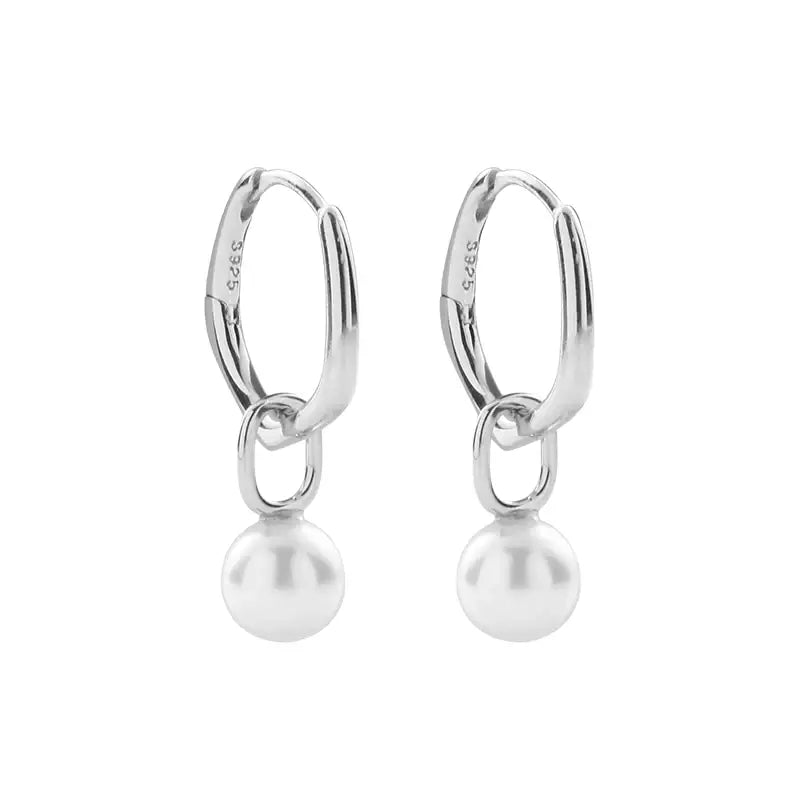 Universal trend fashionable earrings from pearl for men and women for beloved, silver 925 sample