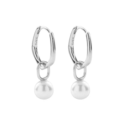 Universal trend fashionable earrings from pearl for men and women for beloved, silver 925 sample