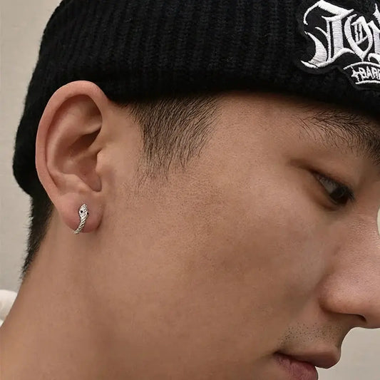 S925 Sterling Silver Snake Huggie Earrings: Trend-Forward European Street Style for All