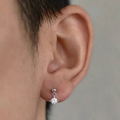 TWO LEAVES 925 Silver Zirconium Solitaire Pendant Stud Earrings, Unisex Elegant Design