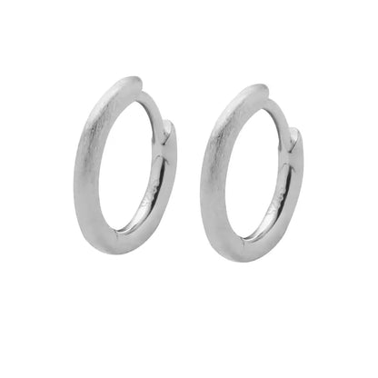 S925 Sterling Silver Brushed Mini Hoop Earrings for Men & Women, Matte Finish