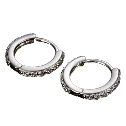 Double-sided earrings for men and women, universal zirconium hip-hop style, silver 925 sample, diamond encrusted, European style