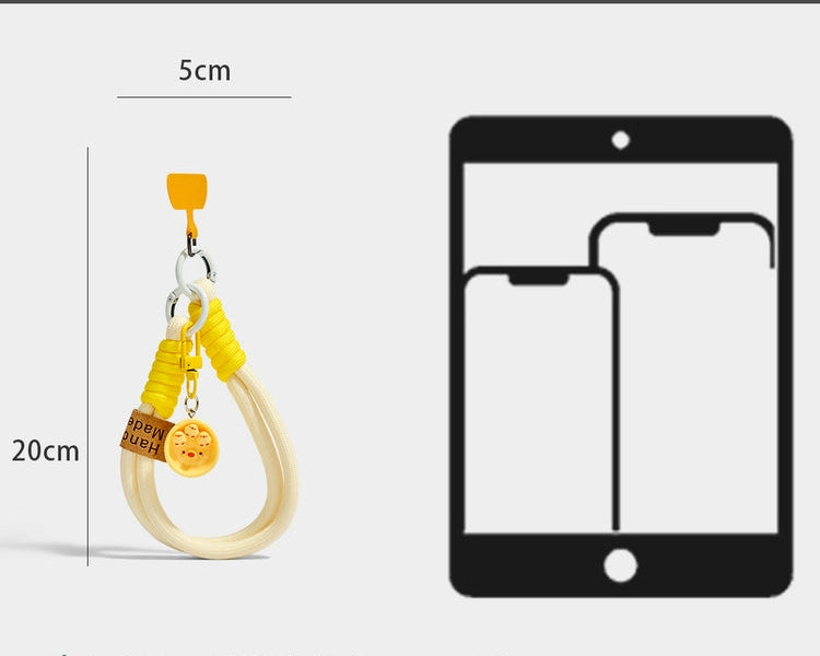 Cute Fried Egg Food Phone Lanyard Keychain - Novelty Bag Charm