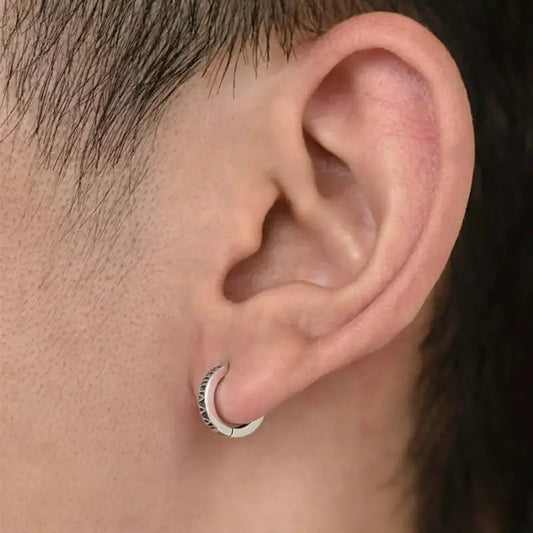 Bold S925 Sterling Silver Roman Numeral Hoop Earrings for Men & Women