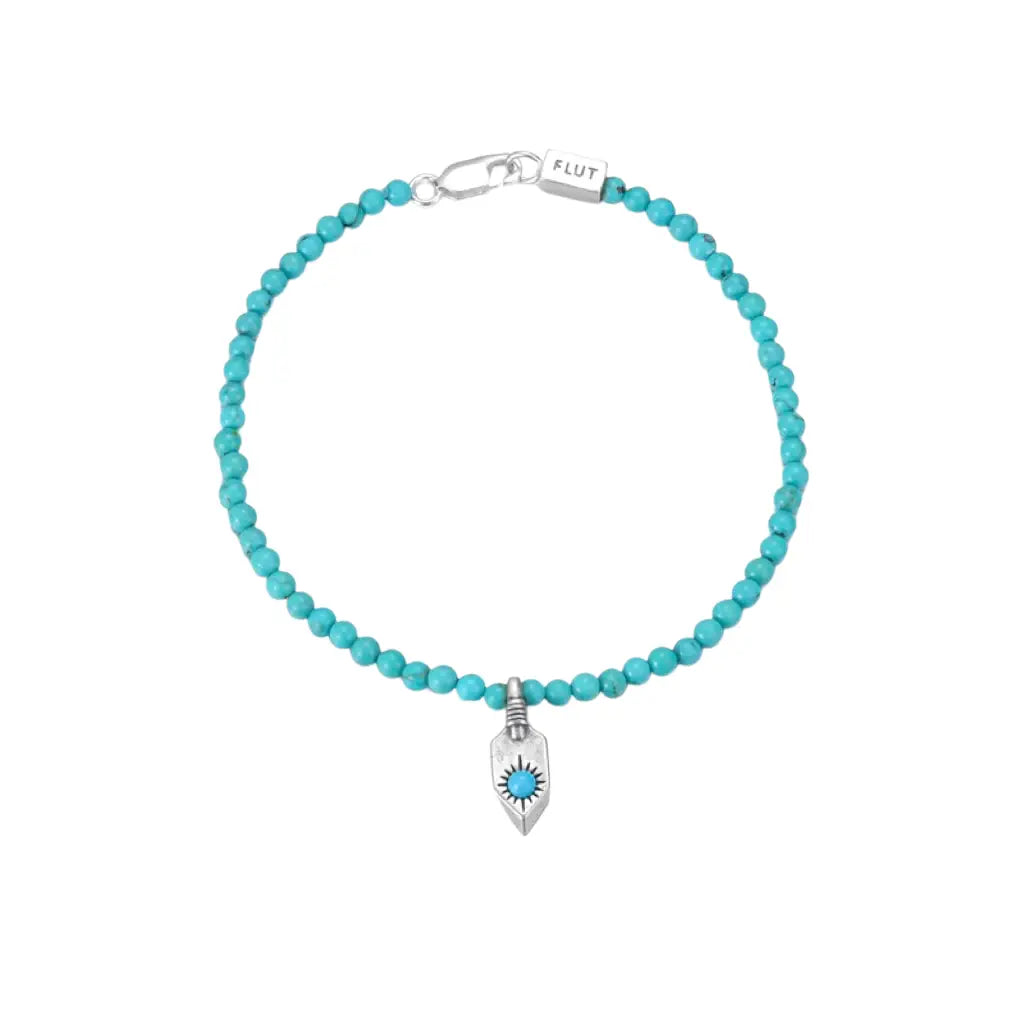 Genuine turquoise retro bracelet natural stone, round beads for beloved for men and women