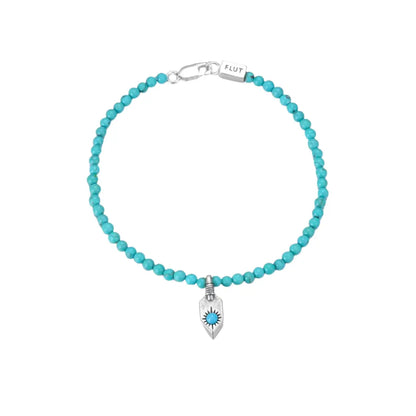 Genuine turquoise retro bracelet natural stone, round beads for beloved for men and women