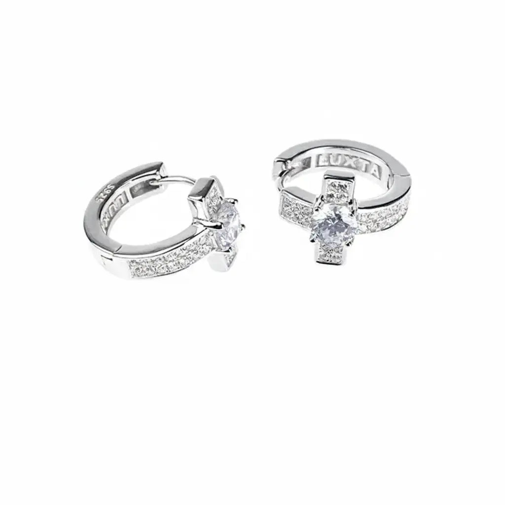 Genuine earrings, zirconium hip-hop style, 925 sample silver, high-quality style