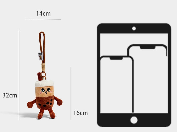 Charming Plush Pearl Milk Tea Cup Keychain – Adorable Bag Pendant Gift