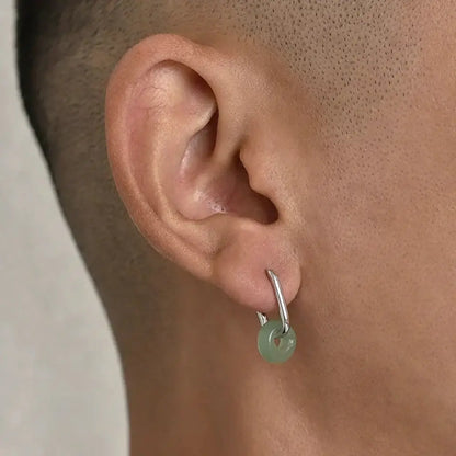 S925 Sterling Silver Rectangular Jade Earrings - Unisex Light Luxury Trend Style