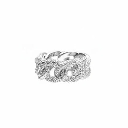 Luxta Cuban Ring Cuba Chain Ring Pure silver Cuba Full Diamond Plated Platinum Planted Planted Hip -Hop Men and Women Star