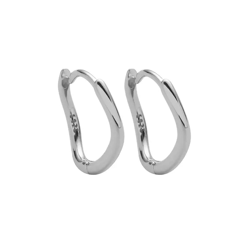 S925 Sterling Silver Wavy Hoop Earrings: Minimalist Unisex Design for Modern Style