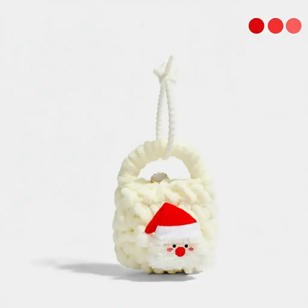 Adorable Hand-Knitted Santa Claus Mini Coin Purse and Earphone Bag Pendant