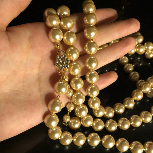 Elegant Champagne Glass Pearl Long Necklace