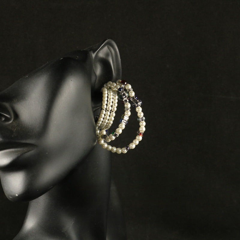 Vintage Handmade Beaded C-Hoop Earrings