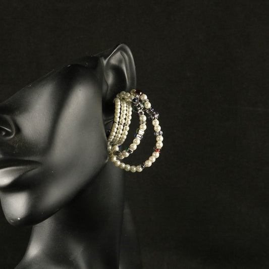 Vintage Handmade Beaded C-Hoop Earrings