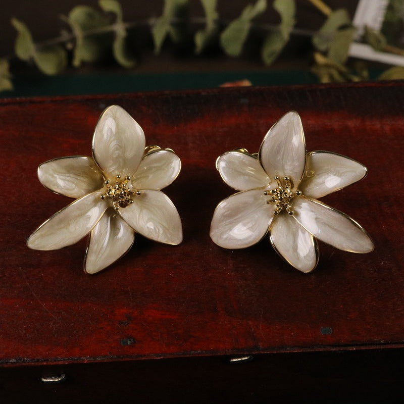 Hand-Painted Floral Enamel Earrings