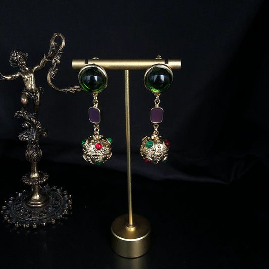 Retro Colorful Egg Glass Dangle Earrings, Vintage-Inspired