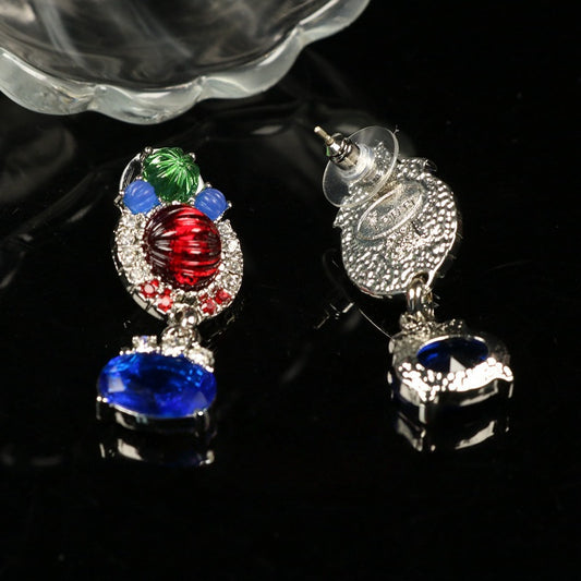 Vintage Art Deco Colorful Leaf Necklace and Earrings Set