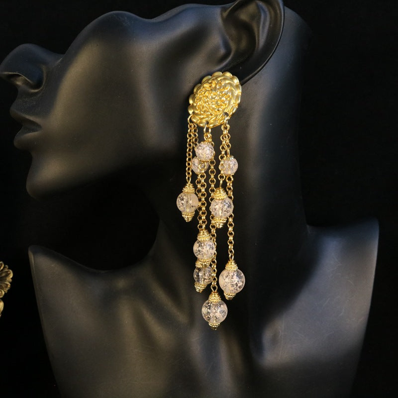 Shoulder-Dusting Tassel Pendant Earrings