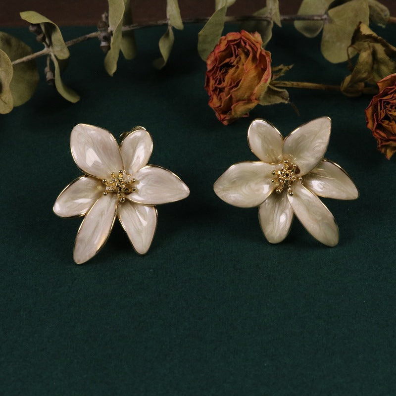 Hand-Painted Floral Enamel Earrings