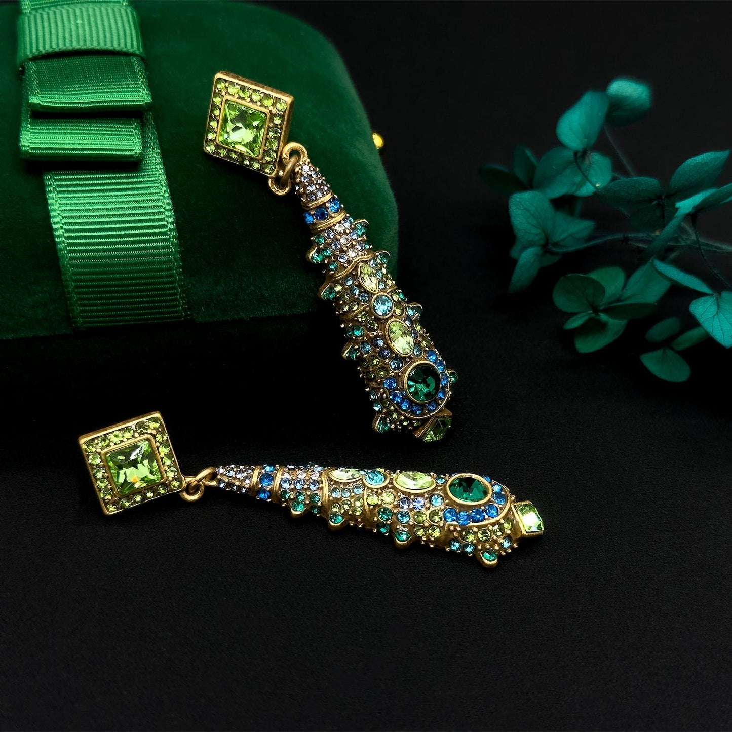 Vintage Ethnic Crystal Teardrop Tassel Earrings
