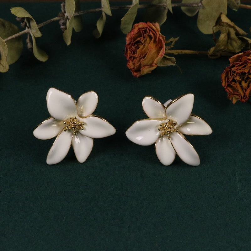 Hand-Painted Floral Enamel Earrings