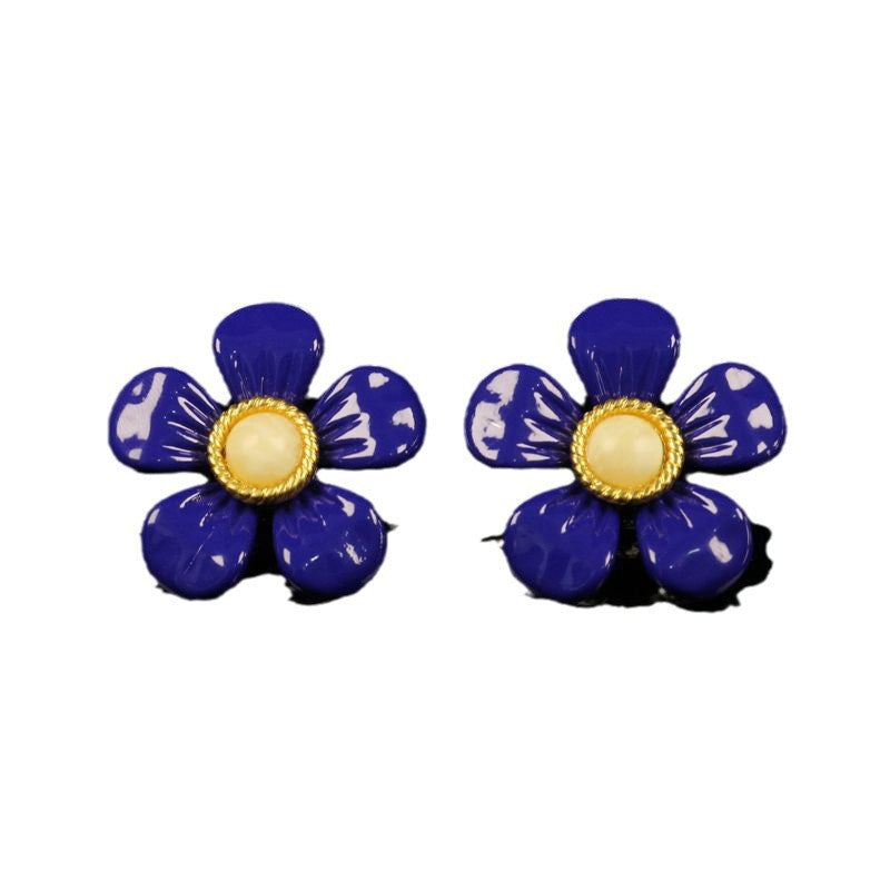 Minimalist Klein Blue Stone Stud Earrings
