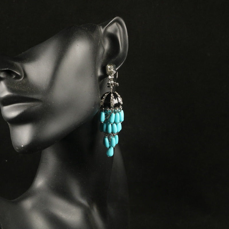 Vintage-Inspired Turquoise Tassel Earrings