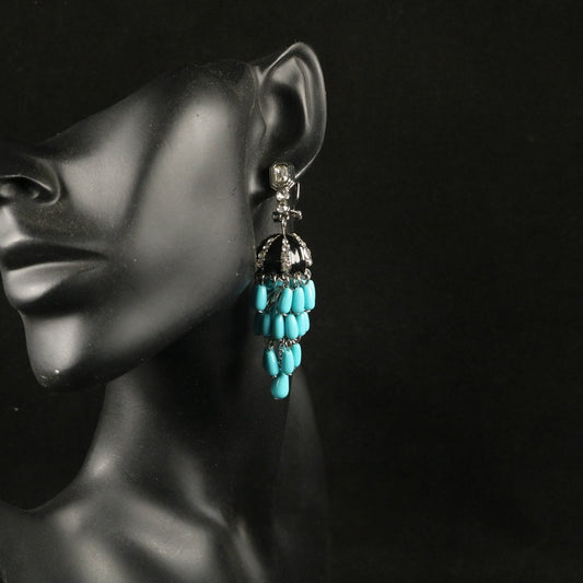 Vintage-Inspired Turquoise Tassel Earrings