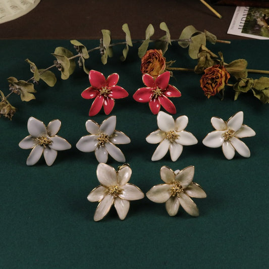 Hand-Painted Floral Enamel Earrings