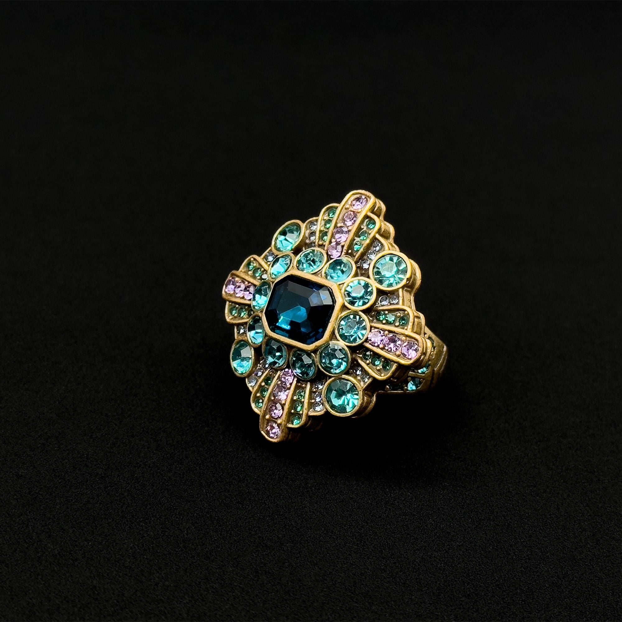 GIFTEEO Art Deco "Aphrodite II" | Art Deco Geometric Symmetry Statement Ring - Handcrafted Luxury Jewelry