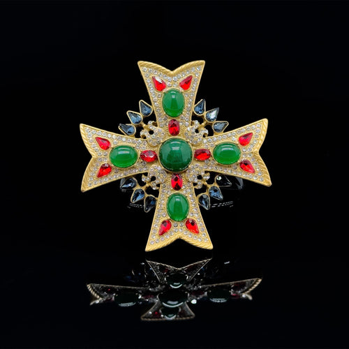 GIFTEEO Art Deco "Baron II" | Art Deco Geometric Symmetry Crystal Brooch - Handcrafted Luxury Jewelry