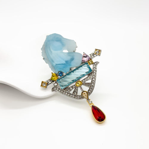 GIFTEEO Art Deco "Courage" | Art Deco Geometric Symmetry Statement Brooch - Handcrafted Luxury Jewelry