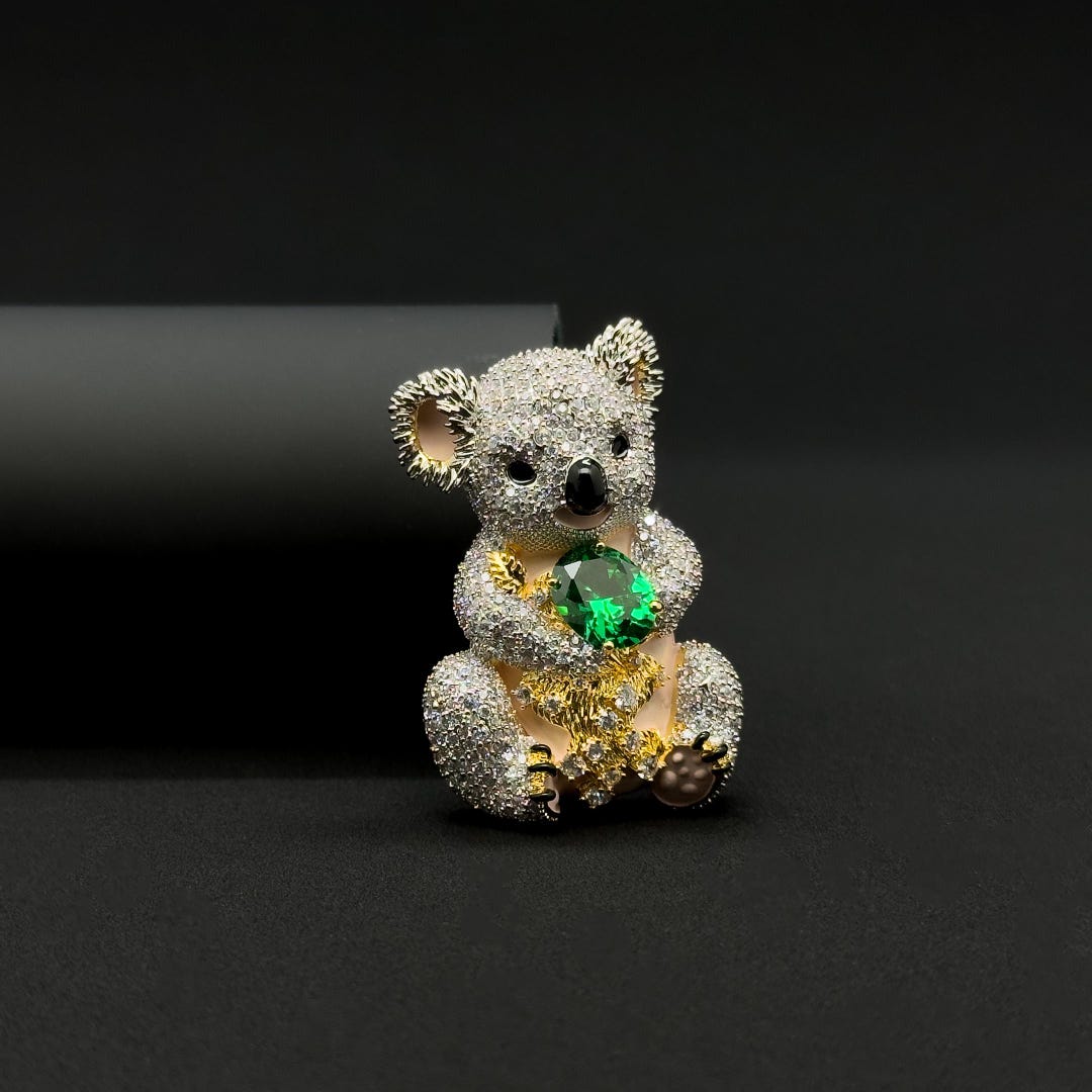 Crystal Koala Brooch Pin with Zircon Rhinestones Gift Box