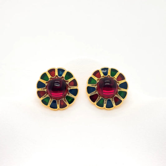 Vintage Palace-Style Cloisonné Enamel Earrings