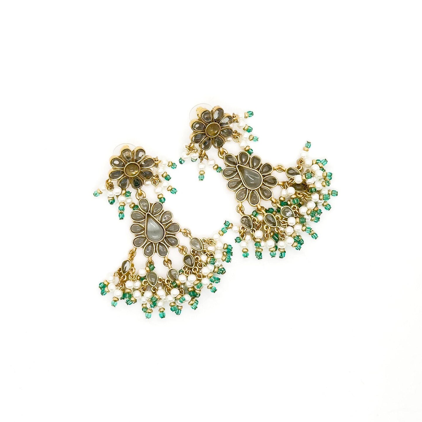 Art Deco Floral Tassel Earrings