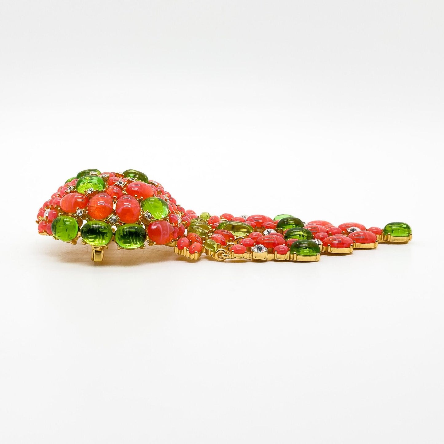 Vintage Art Deco Pink Rhinestone Tassel Brooch