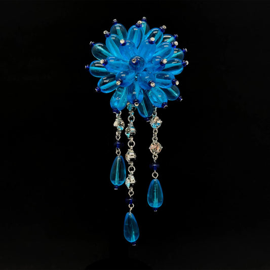 Vintage Art Deco Blue Tassel Brooch