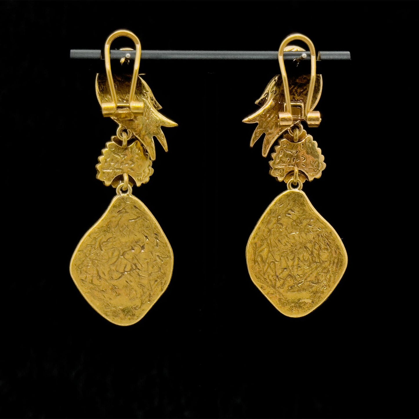 Vintage Ethnic Green Enamel Bird Earrings