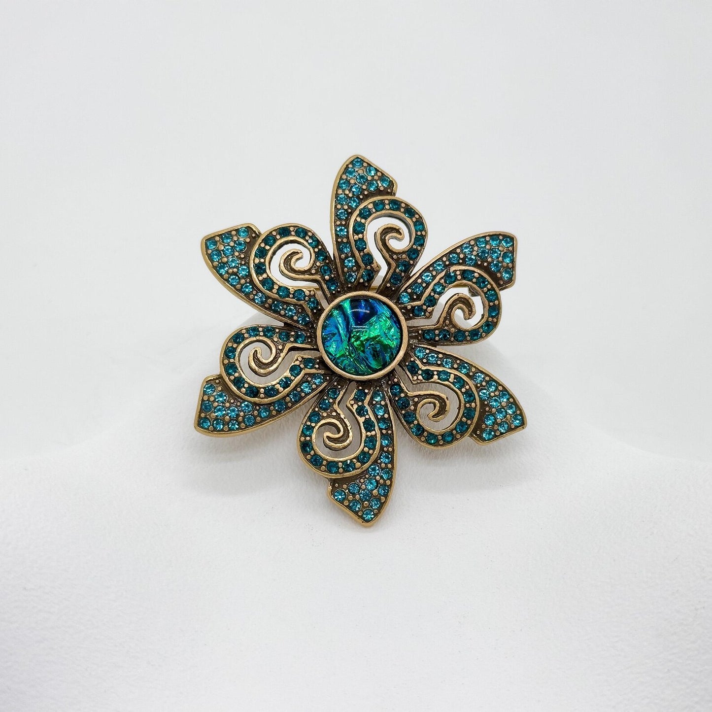 Vintage Art Deco Zircon Flower Brooch