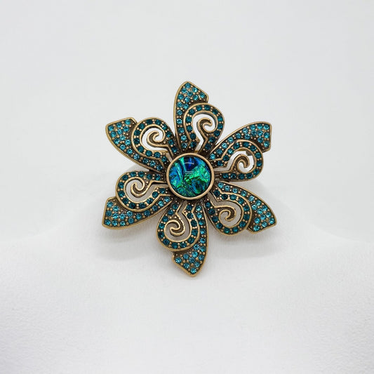 Vintage Art Deco Zircon Flower Brooch