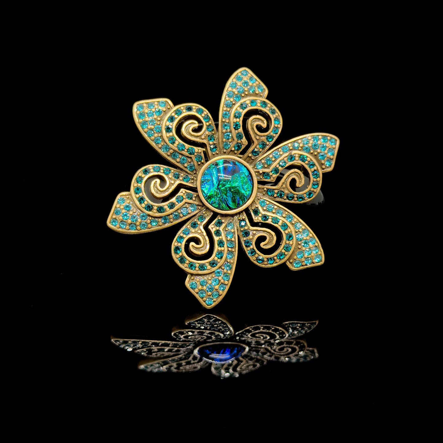 Vintage Art Deco Zircon Flower Brooch