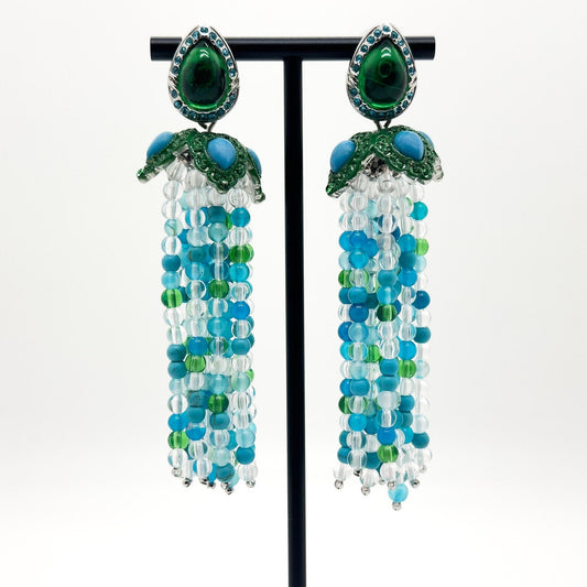 Art Deco Turquoise Tassel Earrings